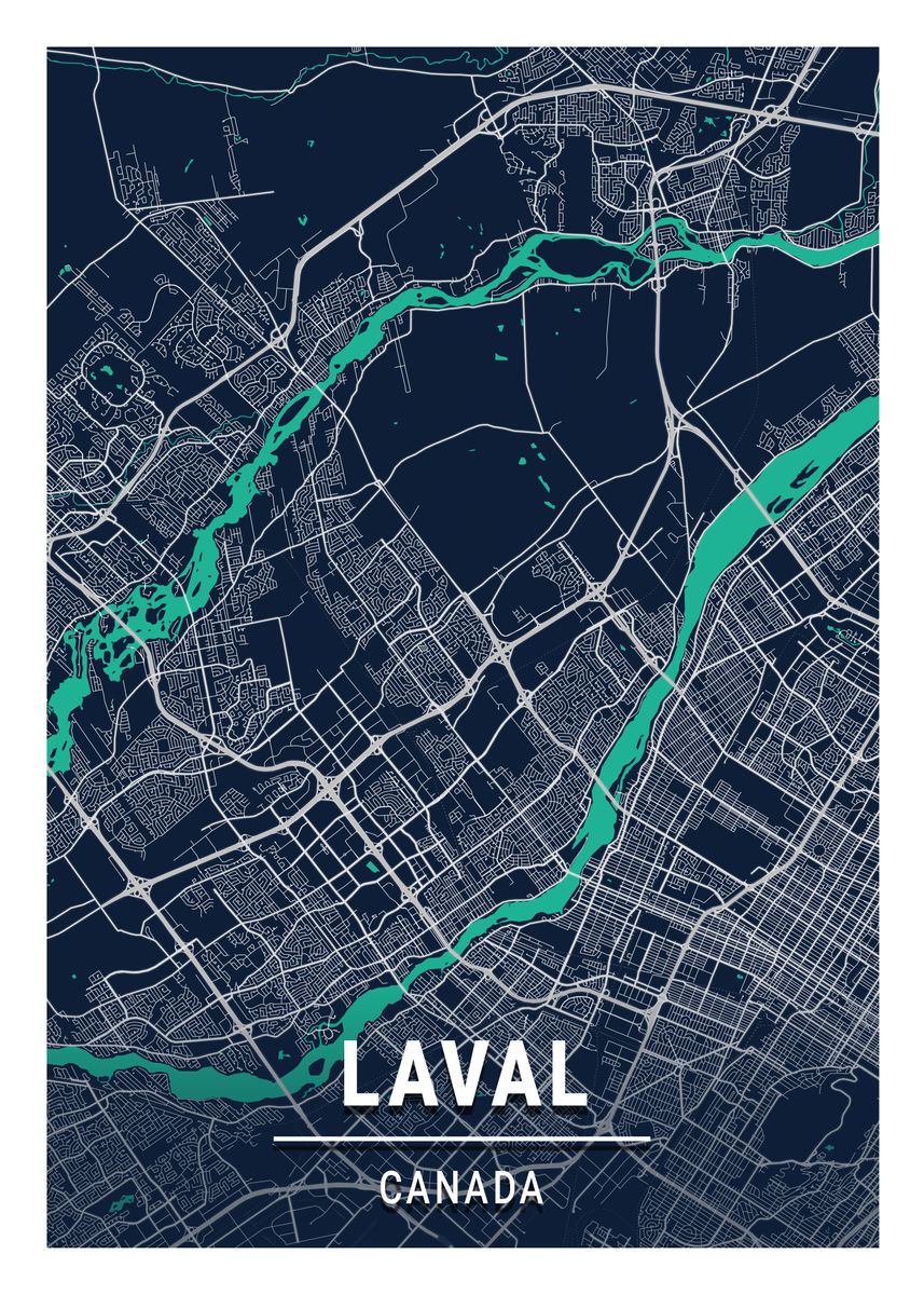'Laval Blue Dark Color City' Poster, picture, metal print, paint by ...