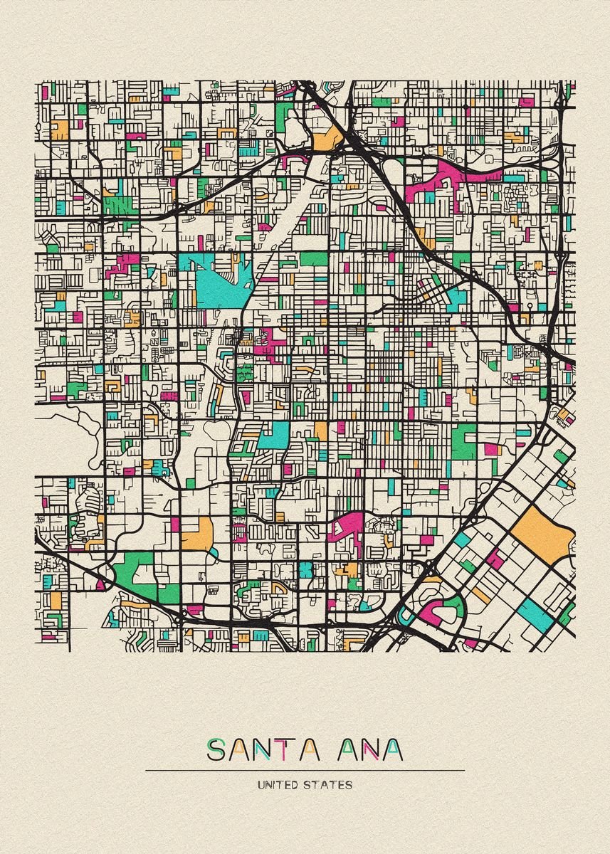 'Santa Ana Map' Poster by Deniz A. | Displate