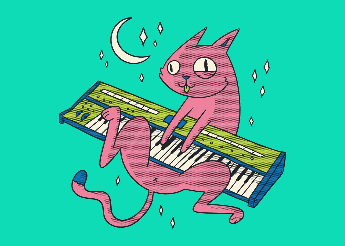 'Funny Piano Cat' Poster by Weilichesmag Displate