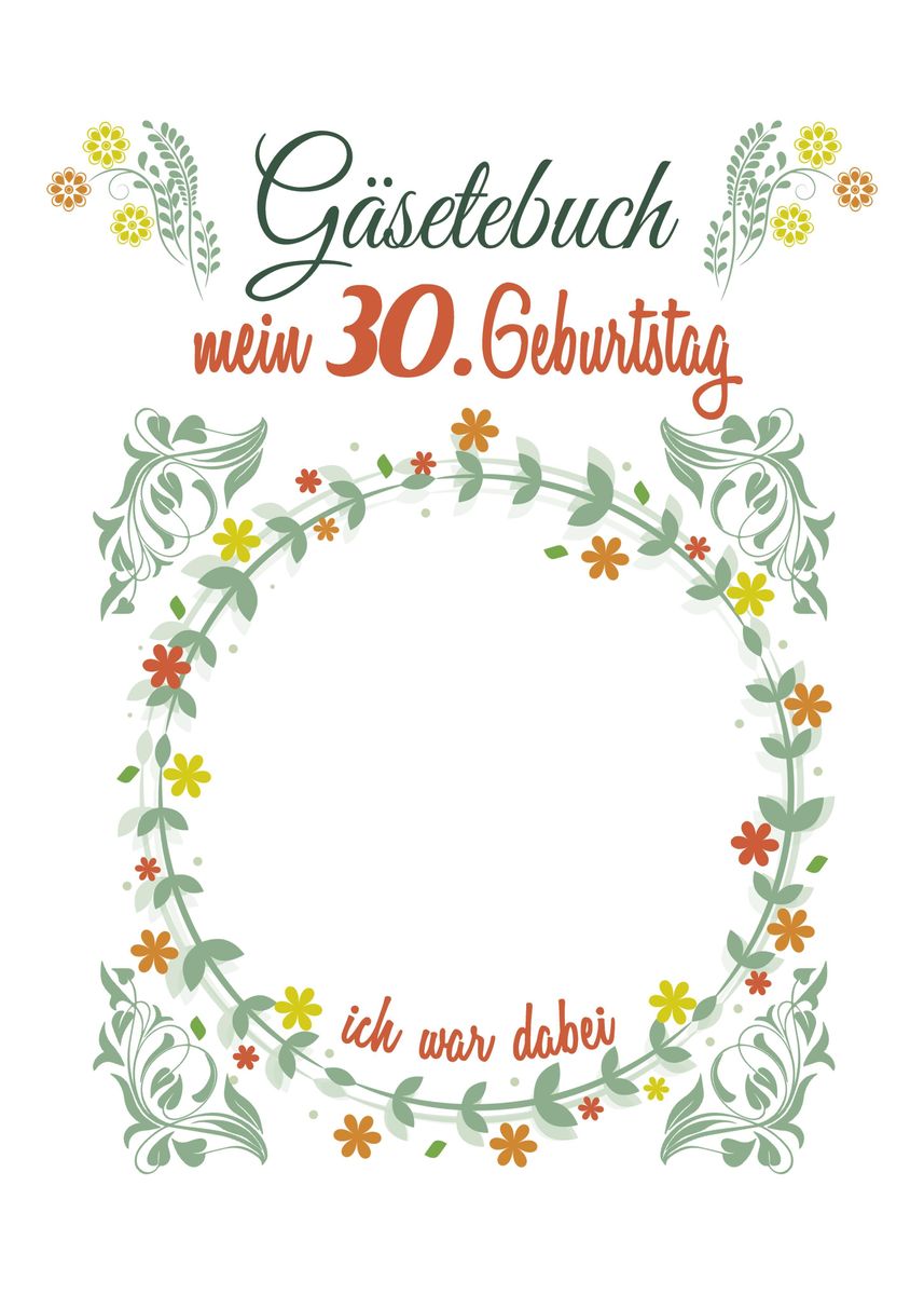 '30 Geburtstag Gaesteliste' Poster, picture, metal print, paint by