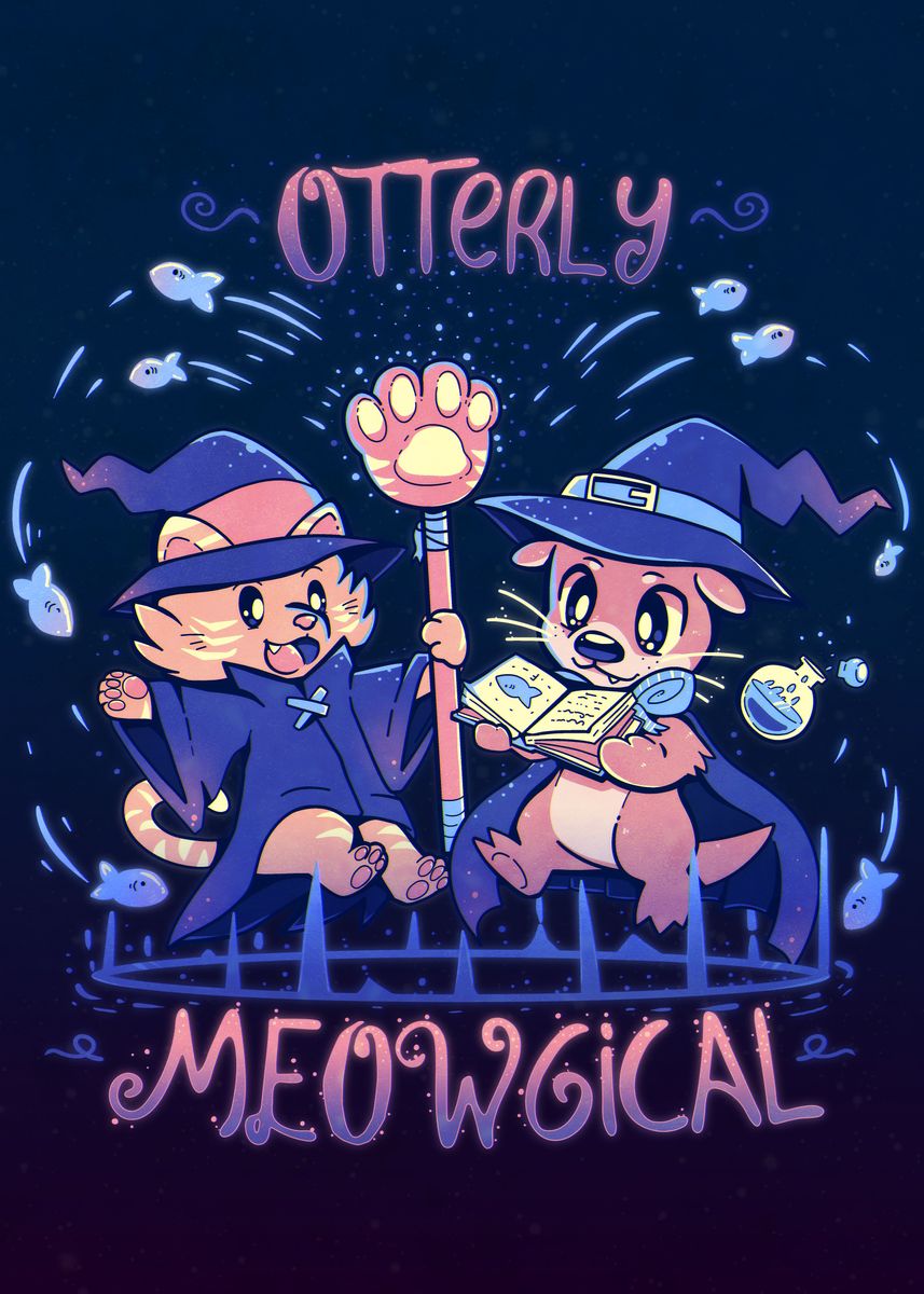 'Otterly Meowgical' Poster by Sarah Richford | Displate