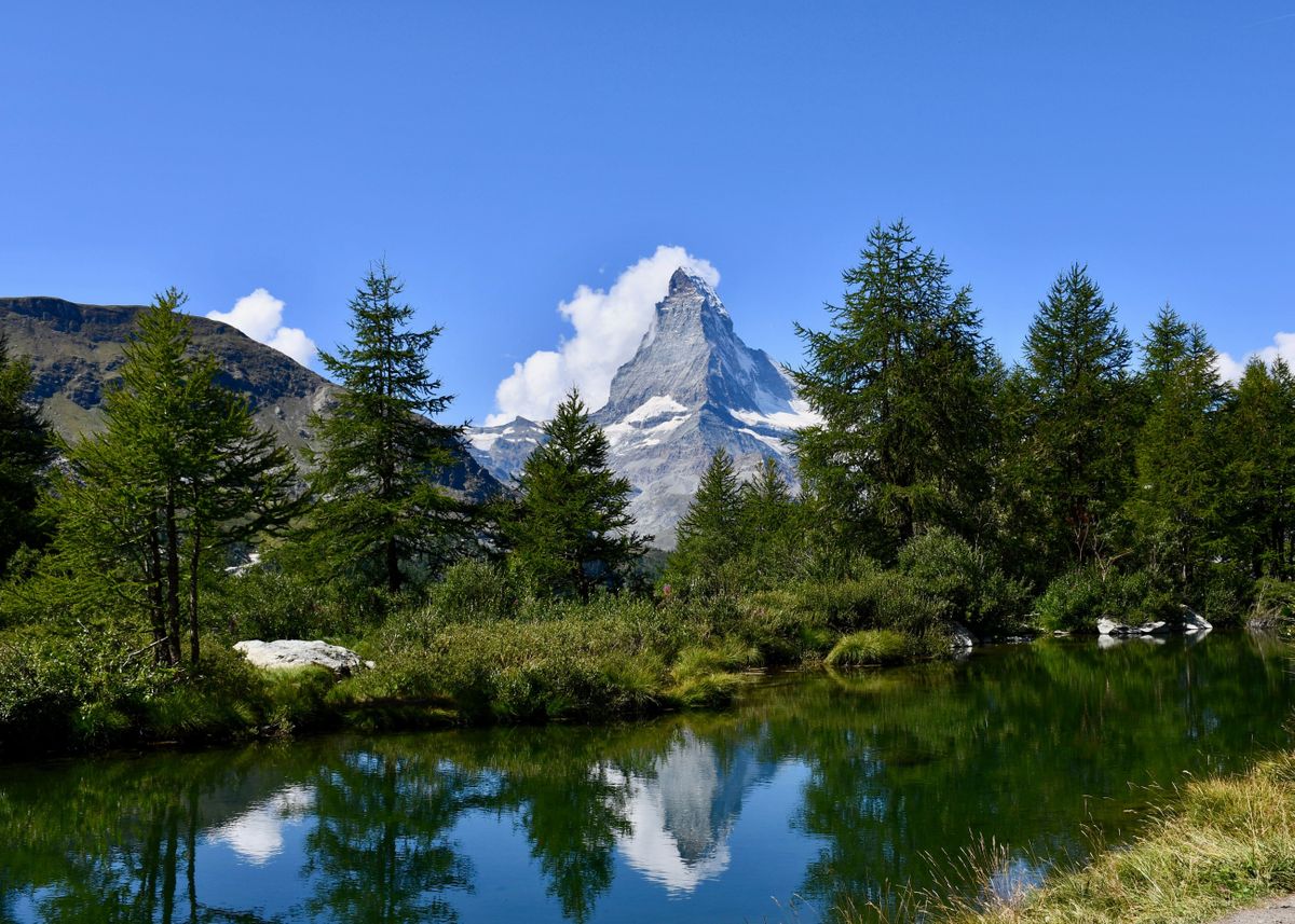 'Mountains at lake Swiss' Poster by Max Ronn | Displate