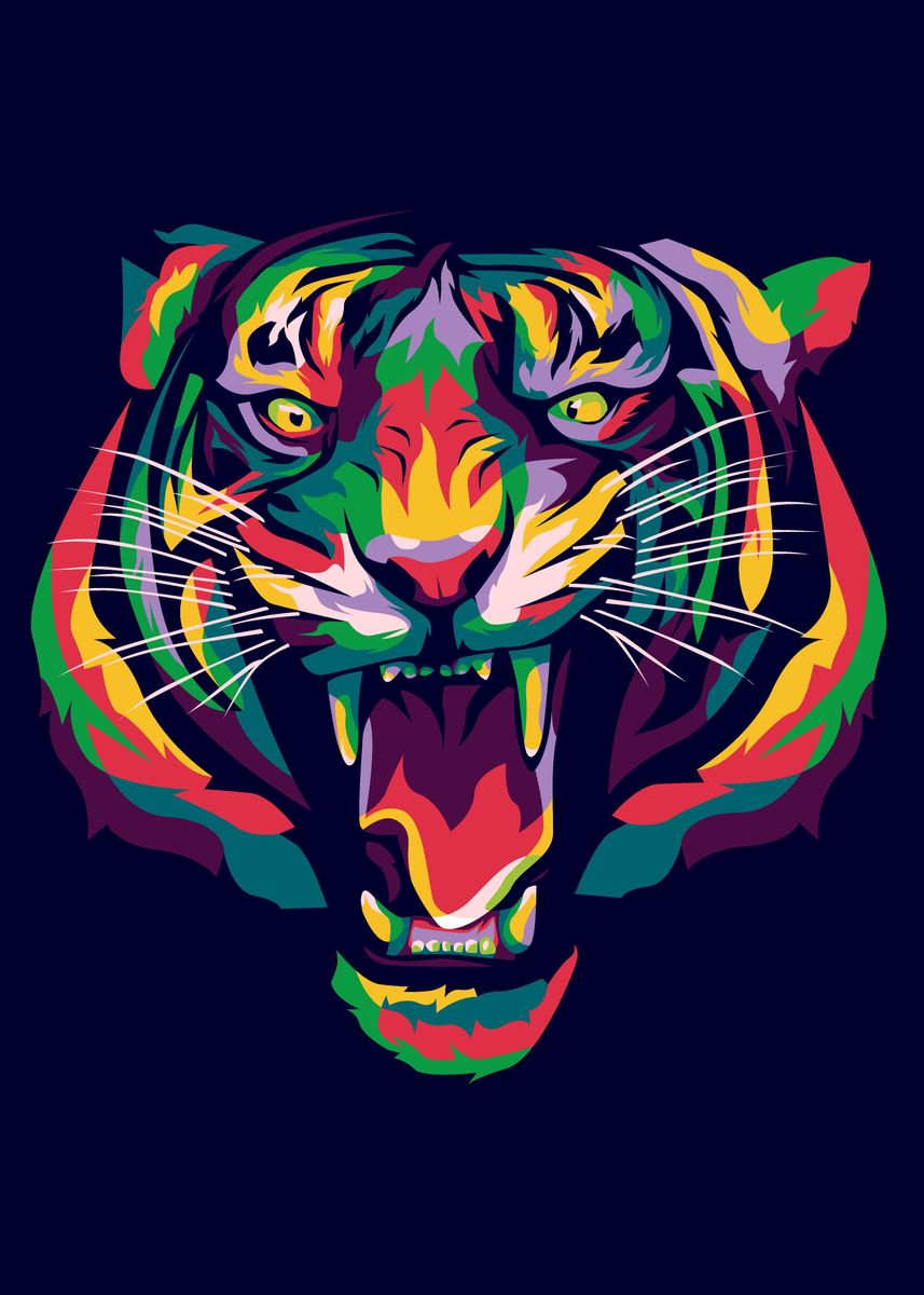 'Colorful Tiger' Poster by Indra Gunawan | Displate