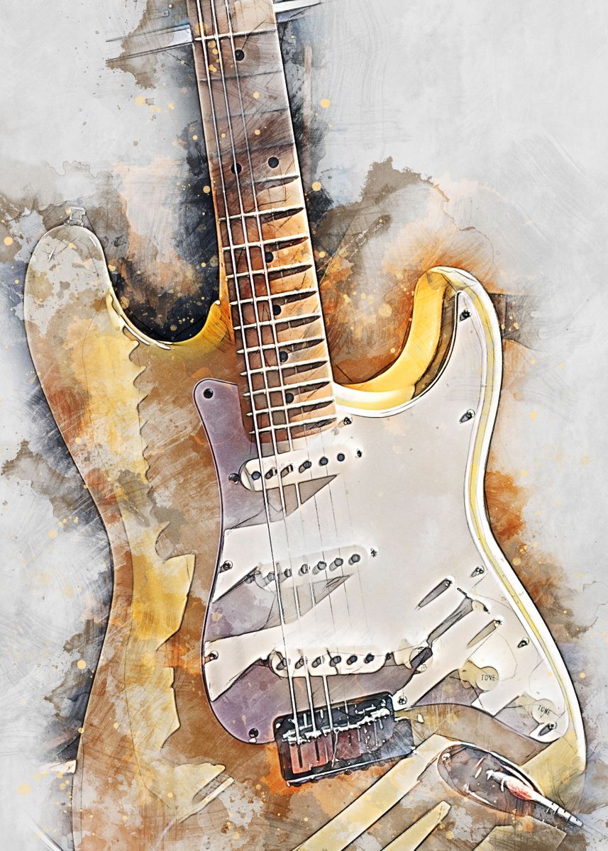 'Electric Guitar 6' Poster, Picture, Metal Print, Paint By Mateusz ...