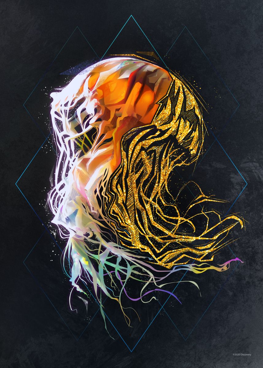 'Golden Jellyfish' Poster by Animal Planet  | Displate