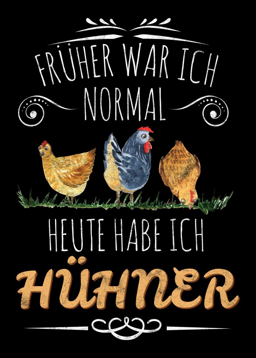 'Huhn Huehner Bauern Witz' Poster, picture, metal print, paint by
