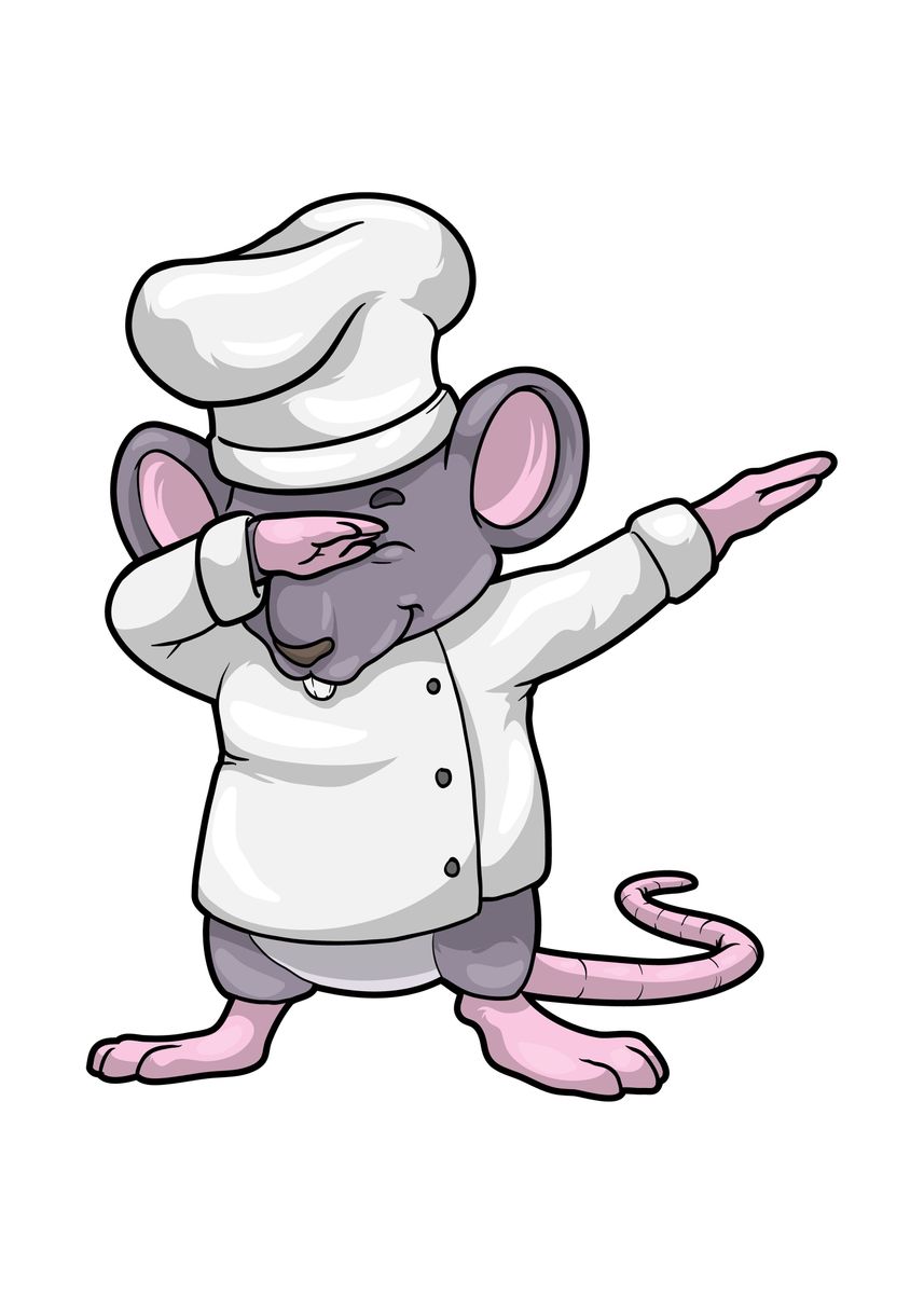 Funny Rat With A Long Pink Tail In A White Chef S Vector Image ...