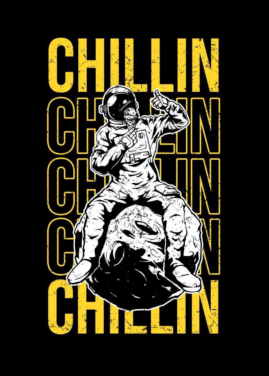 'Astronaut Moon Chillin' Poster, picture, metal print, paint by ...