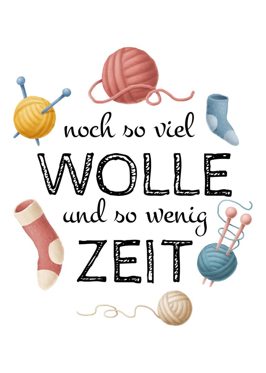 'Lustiger Stricken Spruch' Poster, picture, metal print, paint by