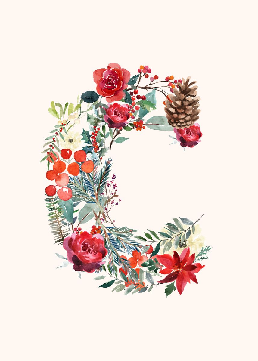 'C Alphabet Floral Watercol' Poster by Swan Dee | Displate