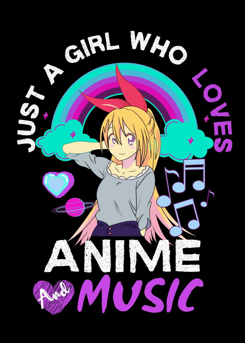 'Anime and Music ' Poster, picture, metal print, paint by ...