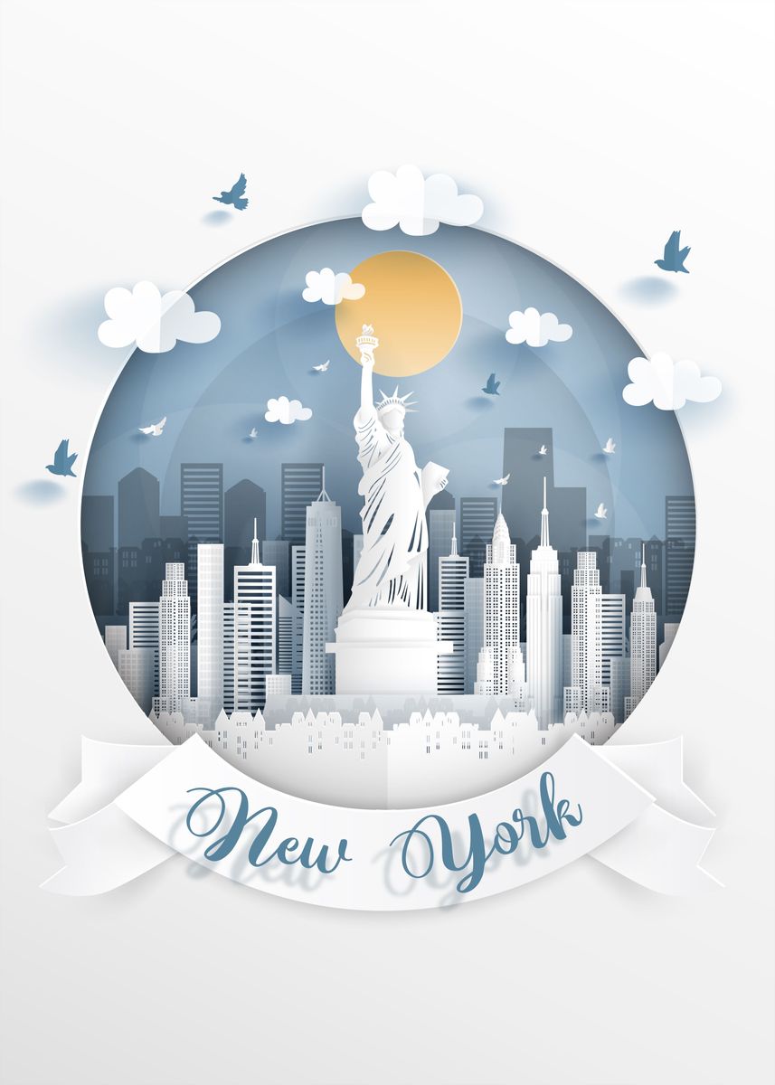 'New York Papercut Art' Poster by Kunyah Displate