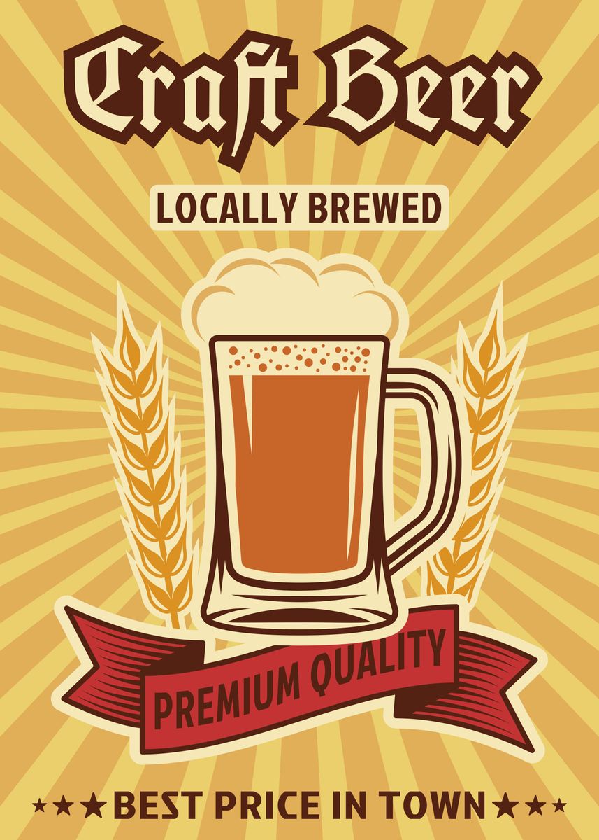 'Beer Vintage' Poster by Vets Mangs | Displate