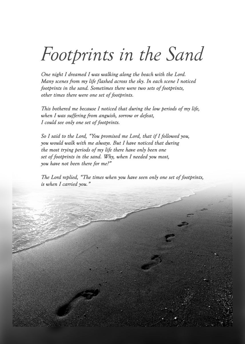 'Footprints in the Sand' Poster, picture, metal print, paint by ...