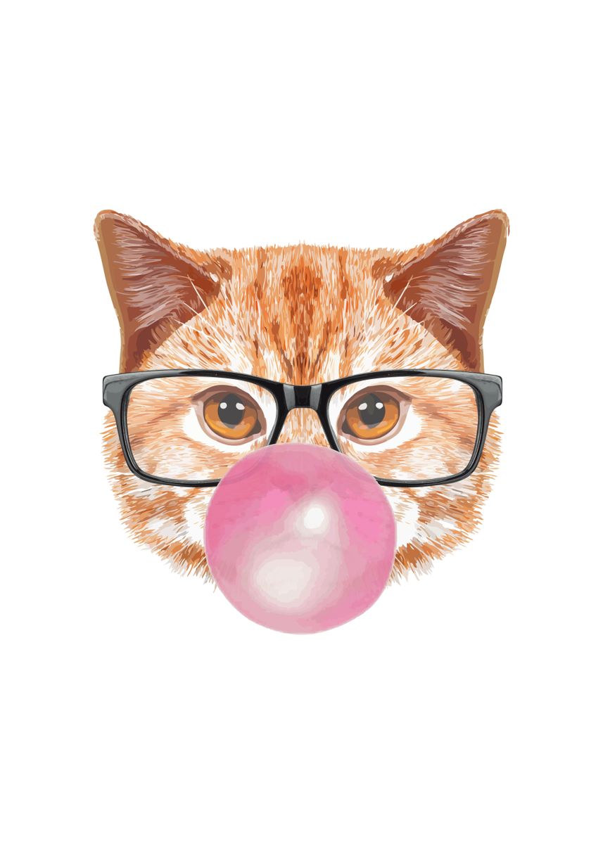 'Chewing Gum Cat' Poster, picture, metal print, paint by Francois ...