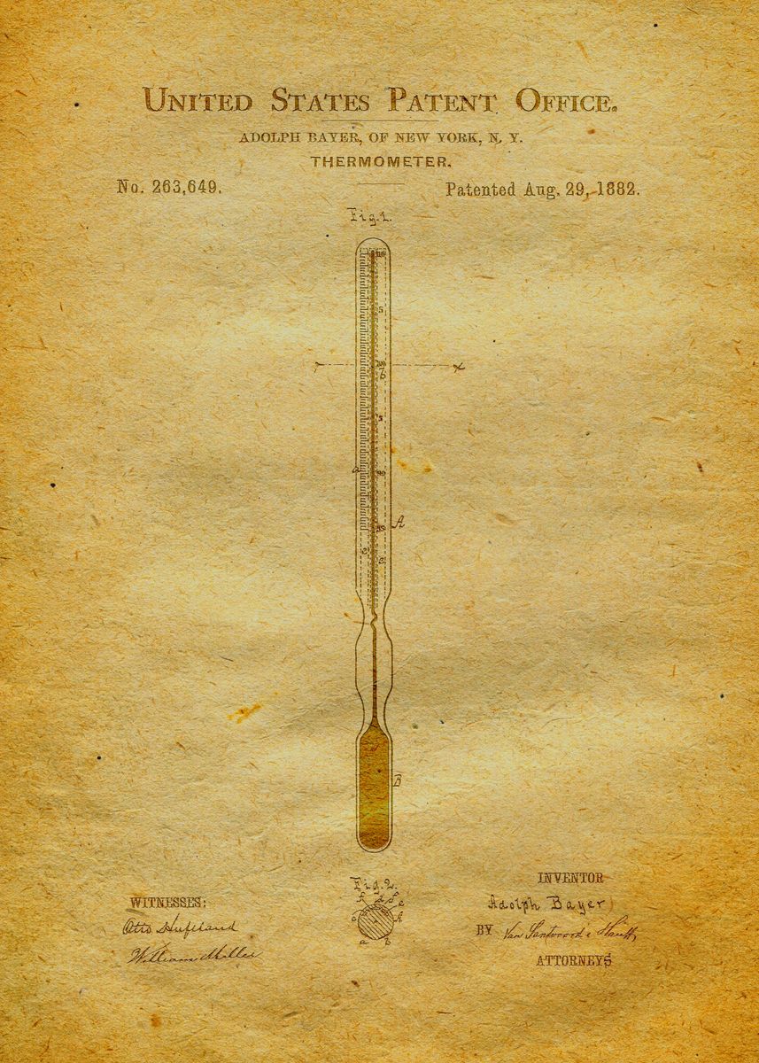 49 Thermometer Patent 1 Poster By Danika Wiza Displate