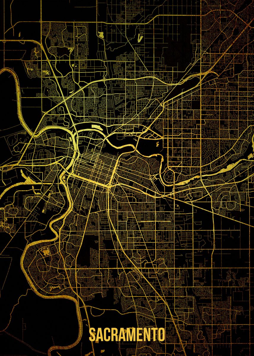 'Sacramento gold map' Poster, picture, metal print, paint by LUNGHISTE ...