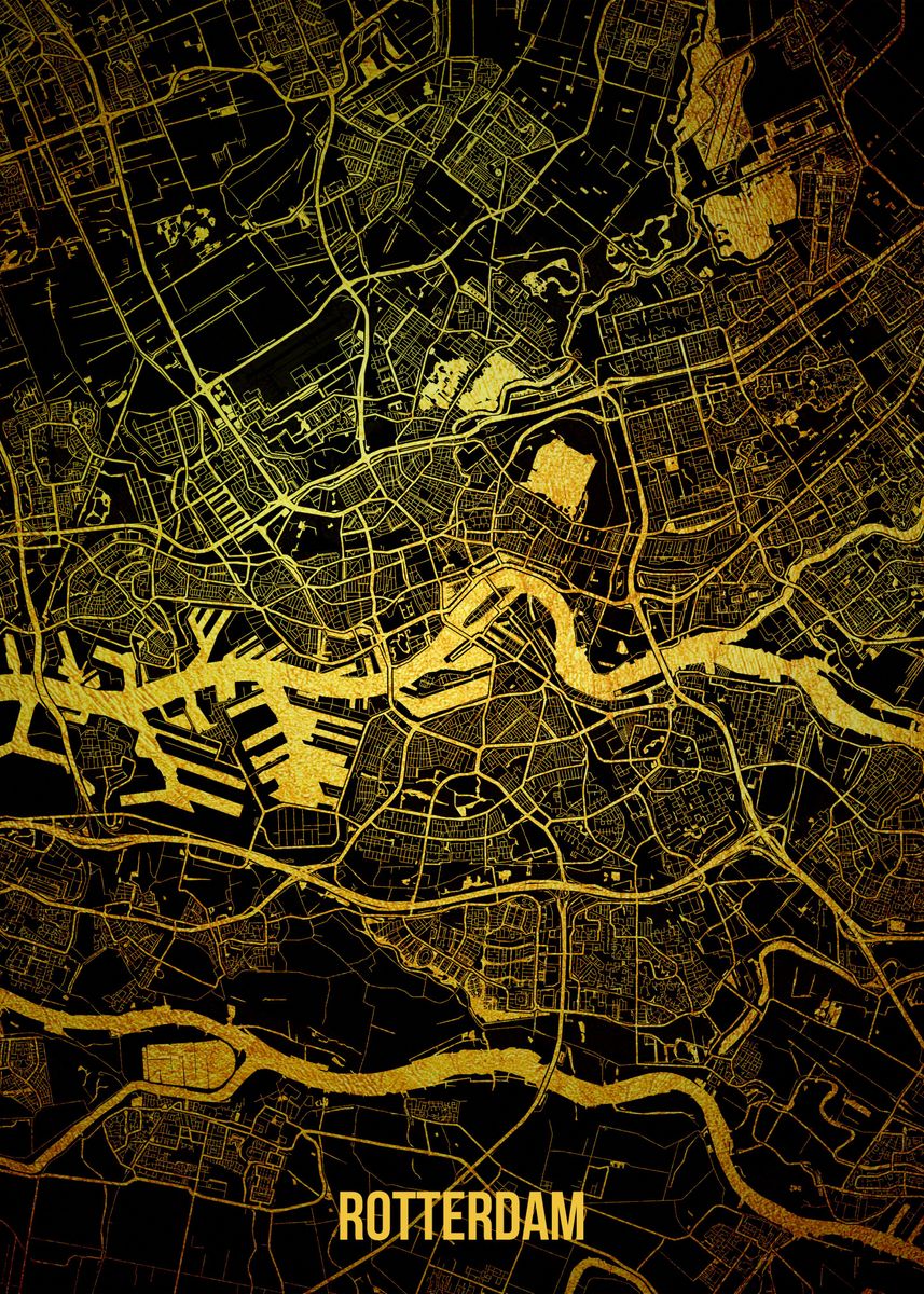 Rotterdam gold map' Poster by Lunghi |