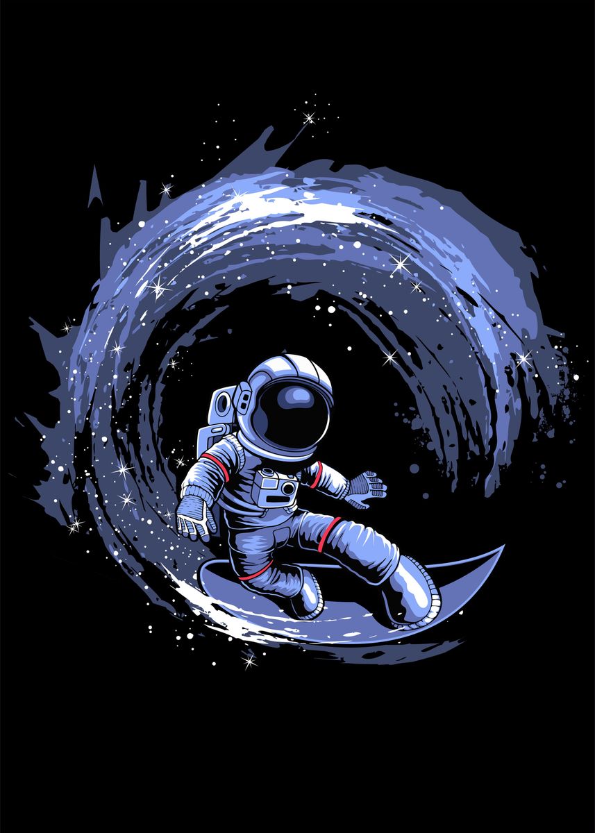 'Surfing Astronaut' Poster, picture, metal print, paint by Kunyah ...