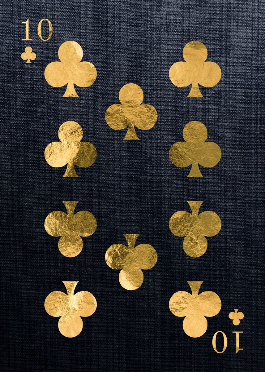 'Ten Clovers Golden cards' Poster, picture, metal print, paint by Moon ...