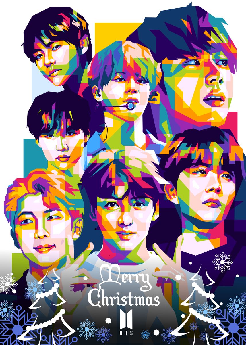 'Bts Merry Christmas' Poster, picture, metal print, paint by Marzuqoh