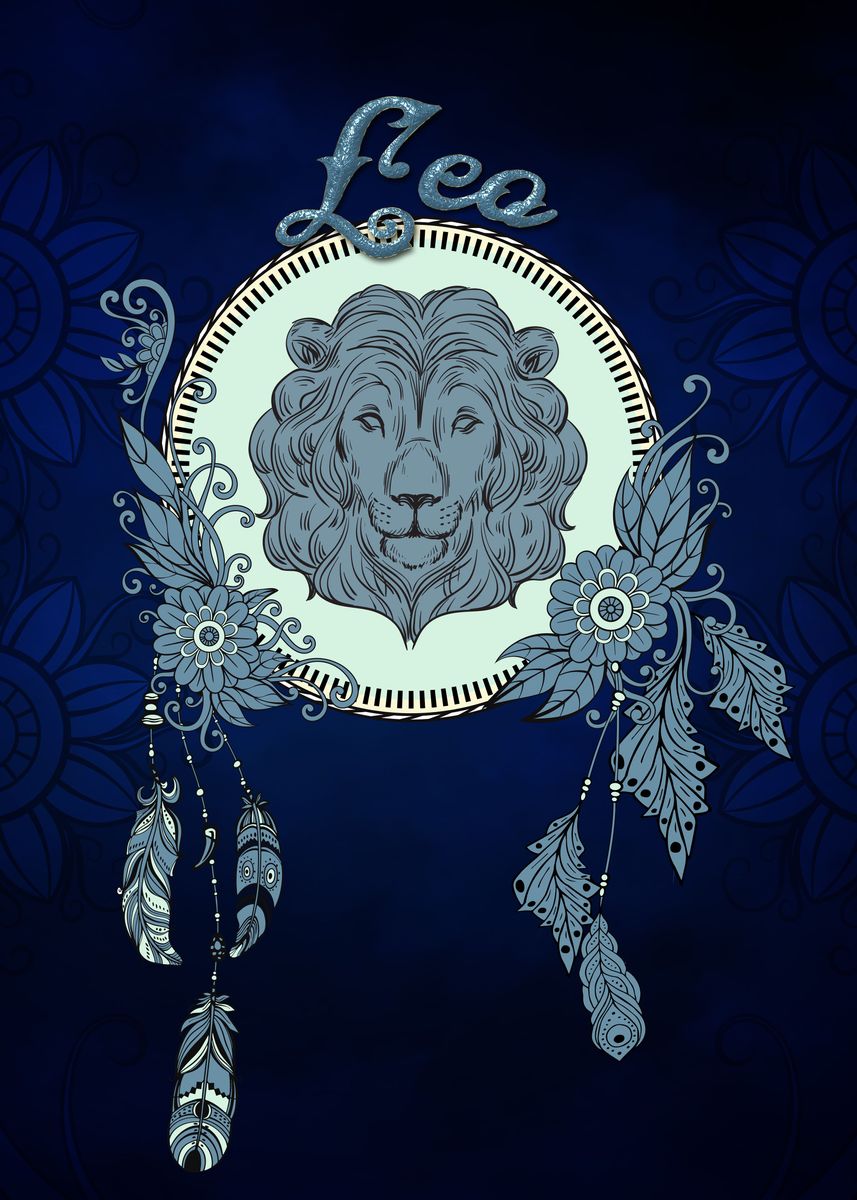 Zodiac sing leo Poster picture metal print paint by Heike