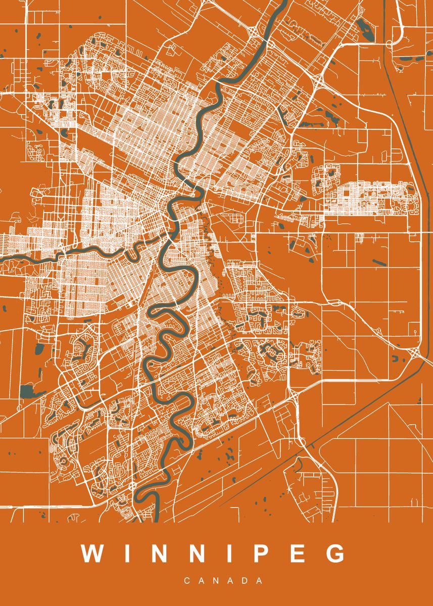 'Winnipeg Map Canada' Poster by UrbanMaps | Displate