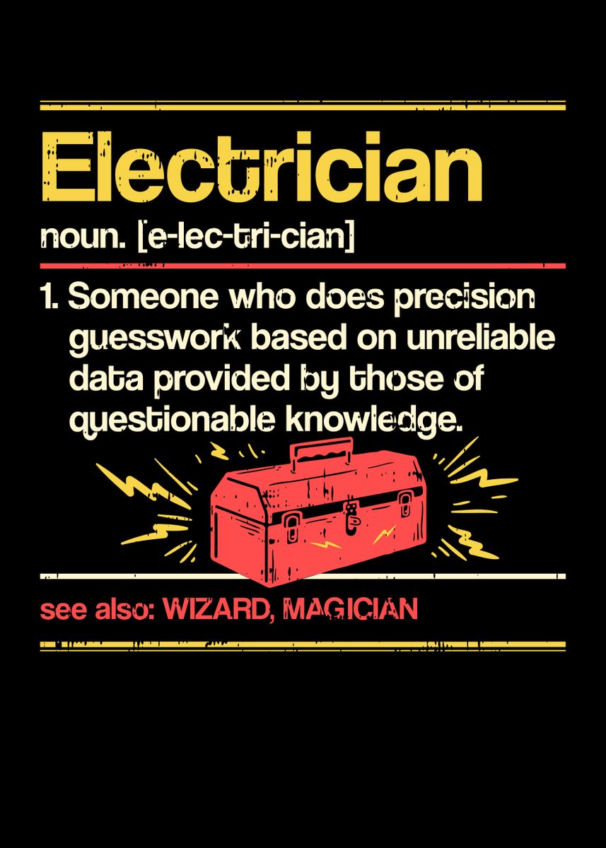 'Electrician Definition' Poster by Monster Designs Displate