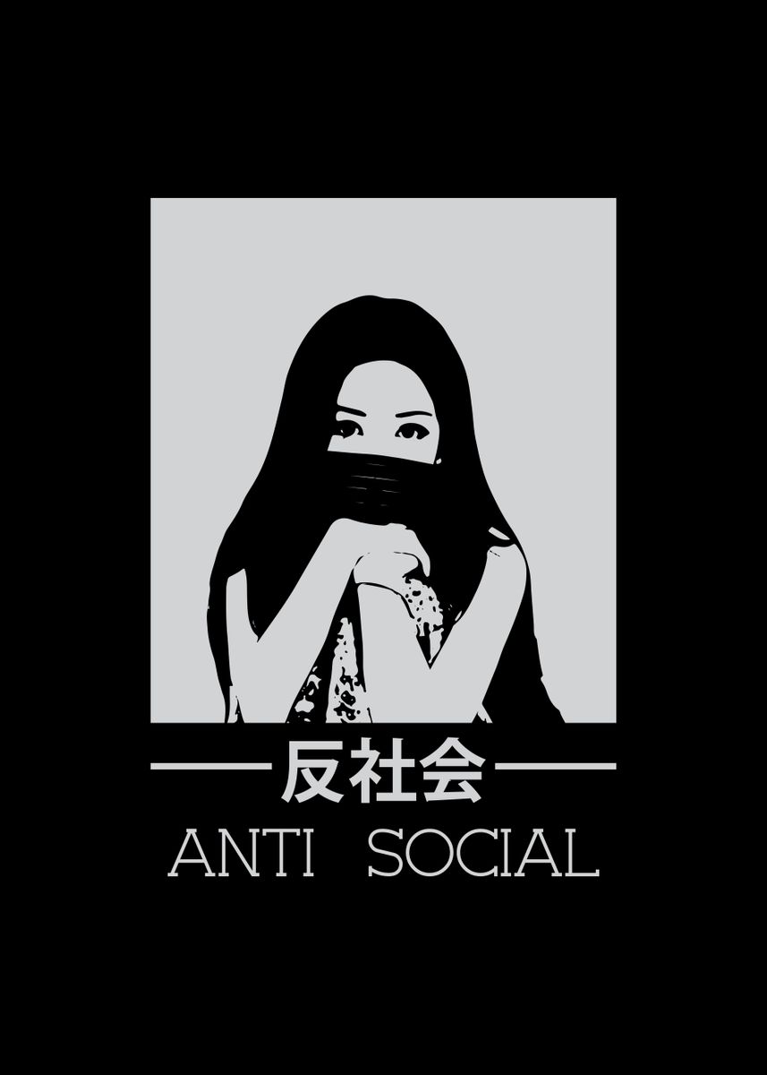 'Japanese Girl AntiSocial' Poster, picture, metal print, paint by ...