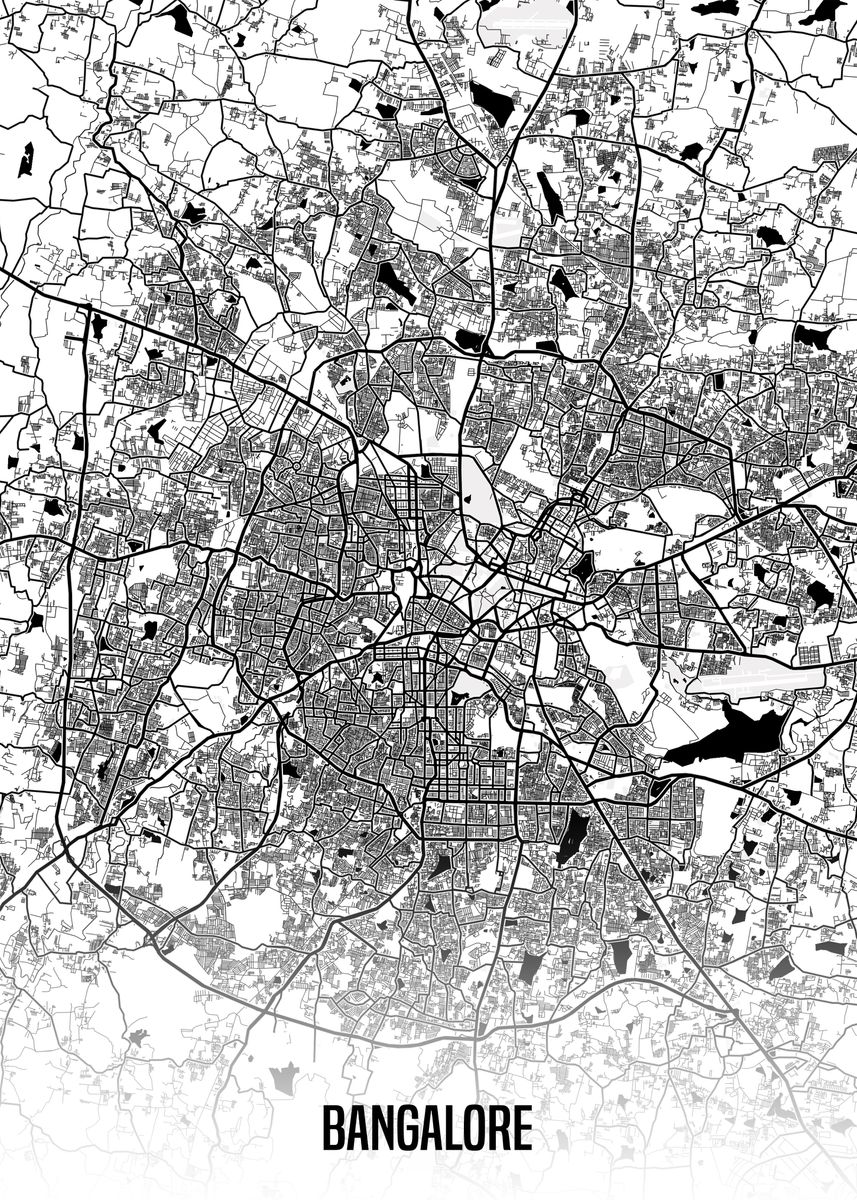 'Bangalore map' Poster by Stefano Lunghi | Displate