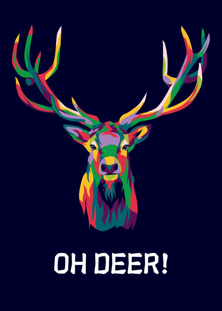 'Oh Deer' Poster, picture, metal print, paint by Indra Gunawan | Displate