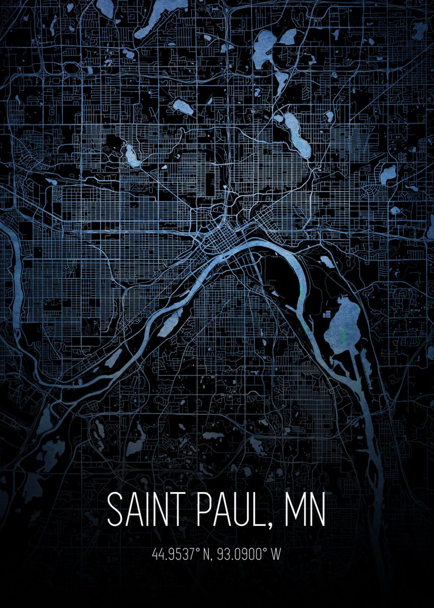 'Saint Paul City Map' Poster by The Trackless Road | Displate