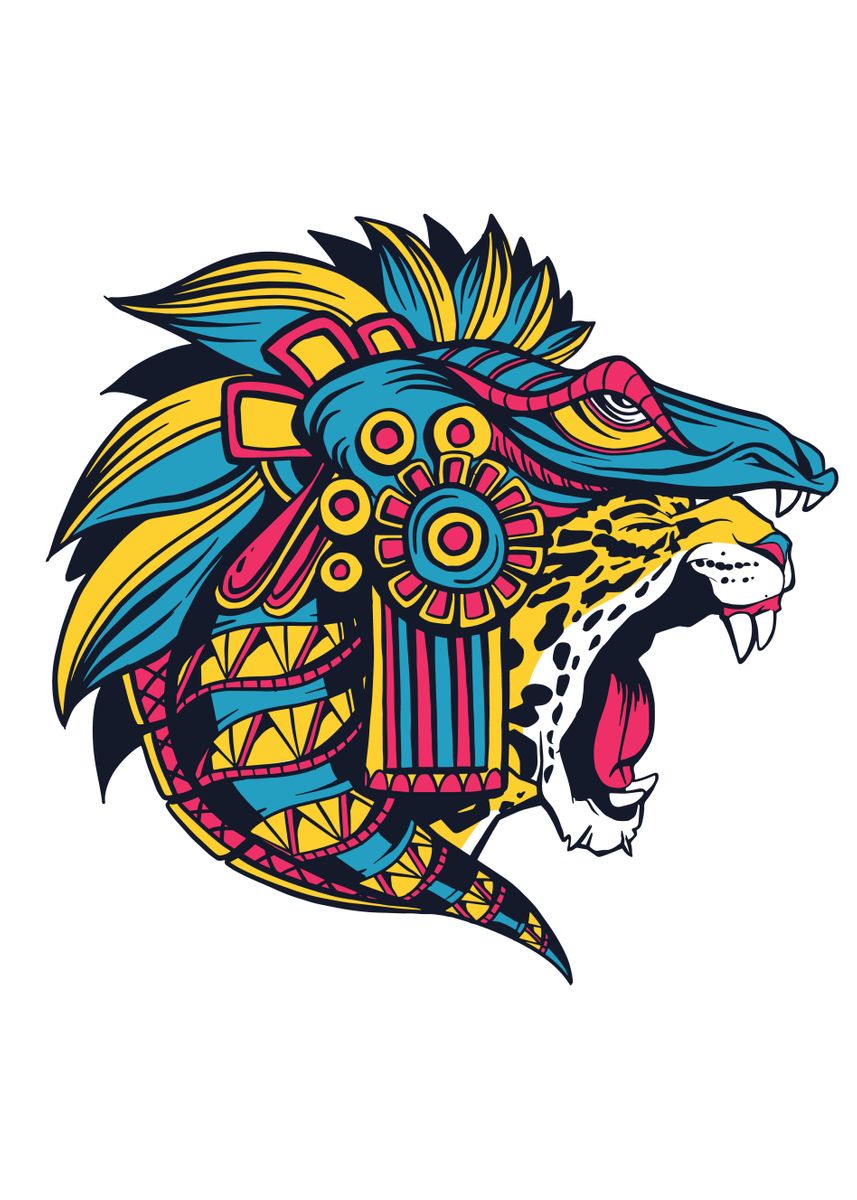 'Colorful Huichol Jaguar' Poster By StonerPlates | Displate