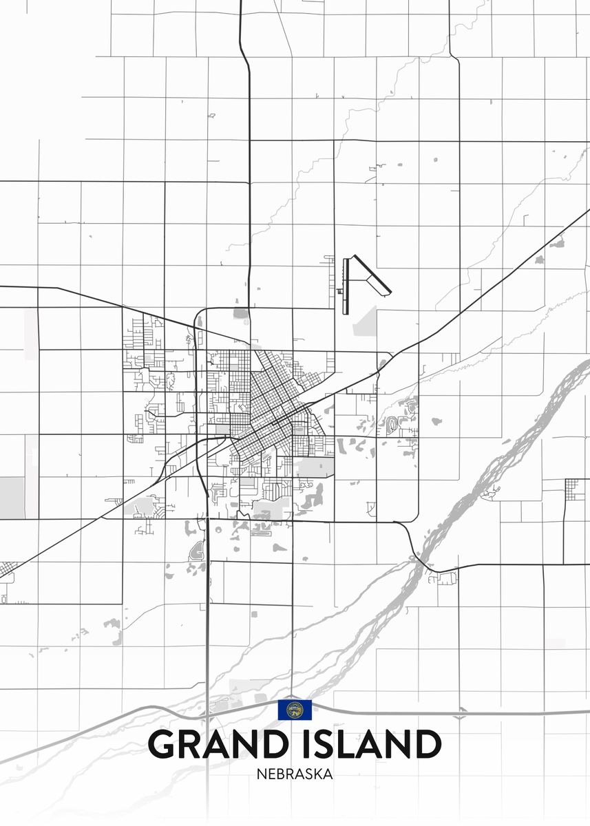 'Grand Island NE' Poster, picture, metal print, paint by IMR Designs