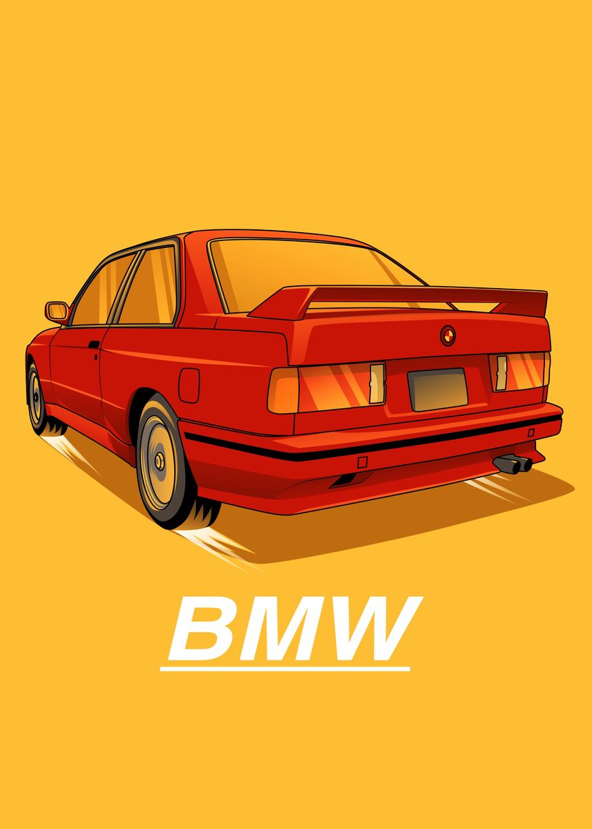 Vector BMW E30' Poster, picture, metal print, paint by Deeo