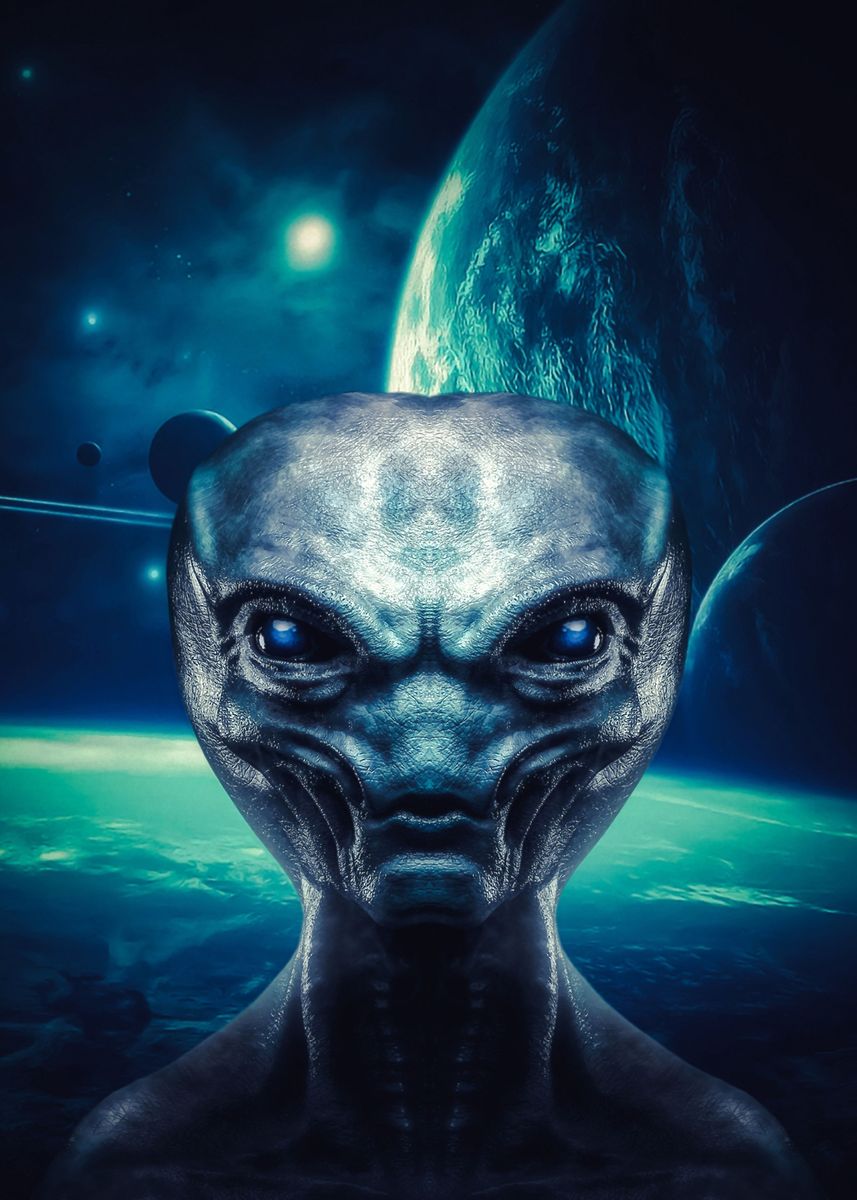 'Alien Portrait in Space' Poster, picture, metal print, paint by Gen Z ...