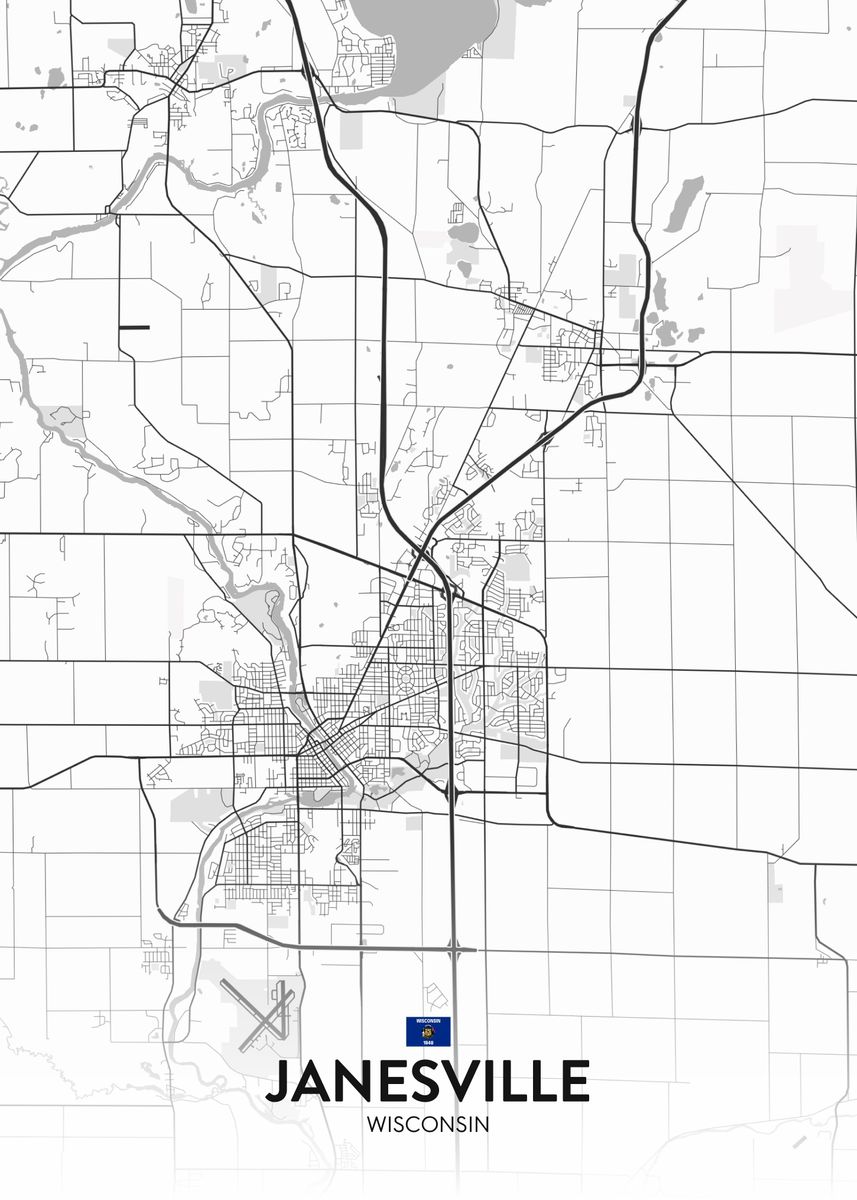 'Janesville WI' Poster, picture, metal print, paint by IMR Designs ...