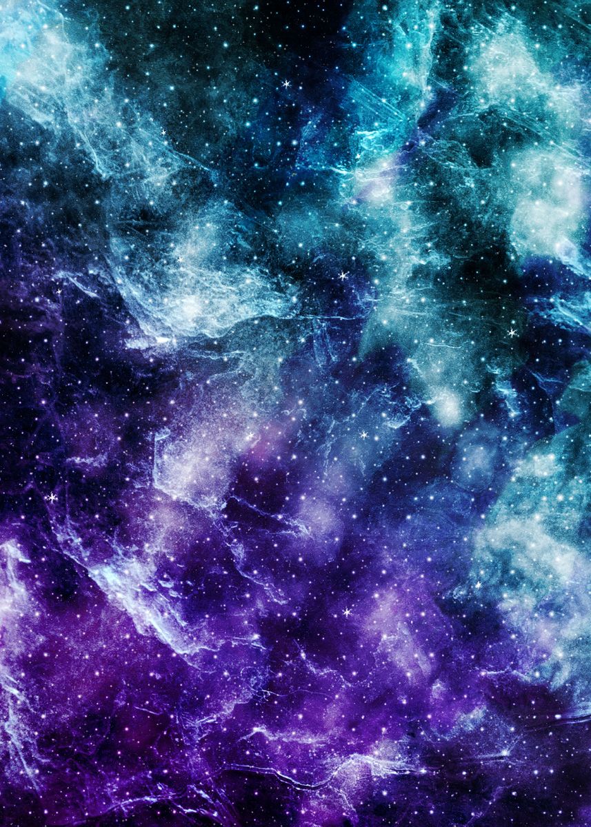 'Purple Teal Galaxy 5' Poster, picture, metal print, paint by Anita's ...