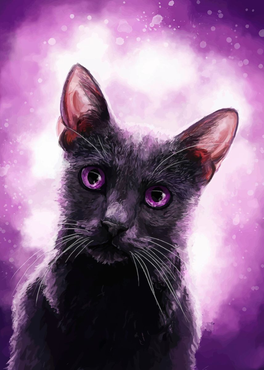 Фиолетовый кот арт