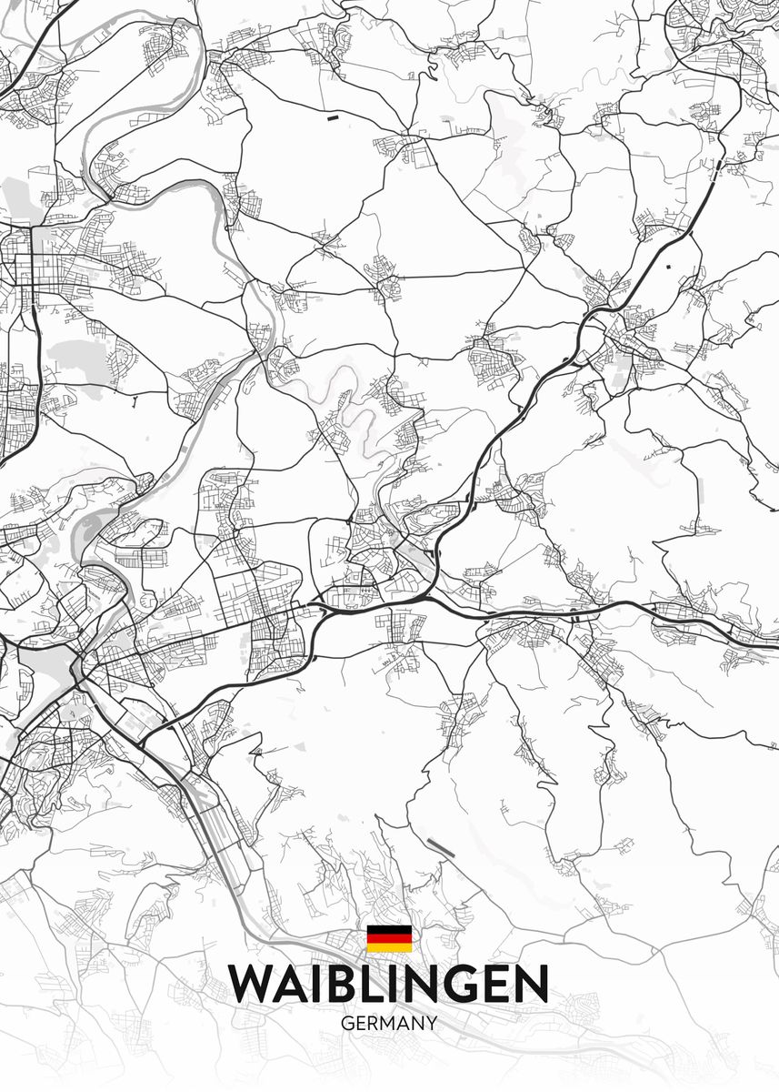 Waiblingen Map 'Waiblingen DE' Poster by IMR Designs | Displate