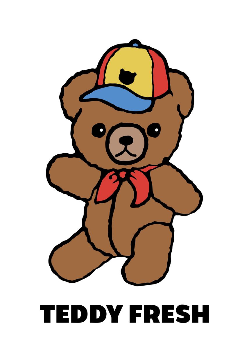 Drawing Teddy Fresh bear' Poster, picture, metal print, paint by