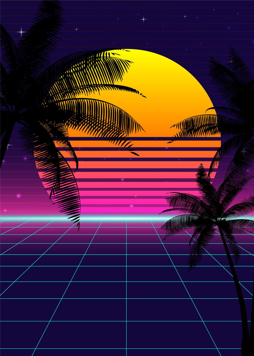 'Synthwave Sunset Classic' Poster by EDM Project | Displate