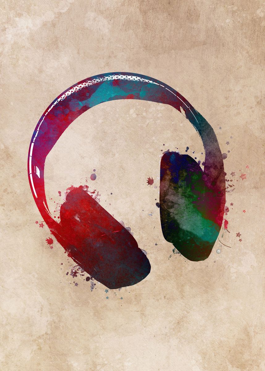 'music headphones' Poster by JBJart Justyna Jaszke | Displate