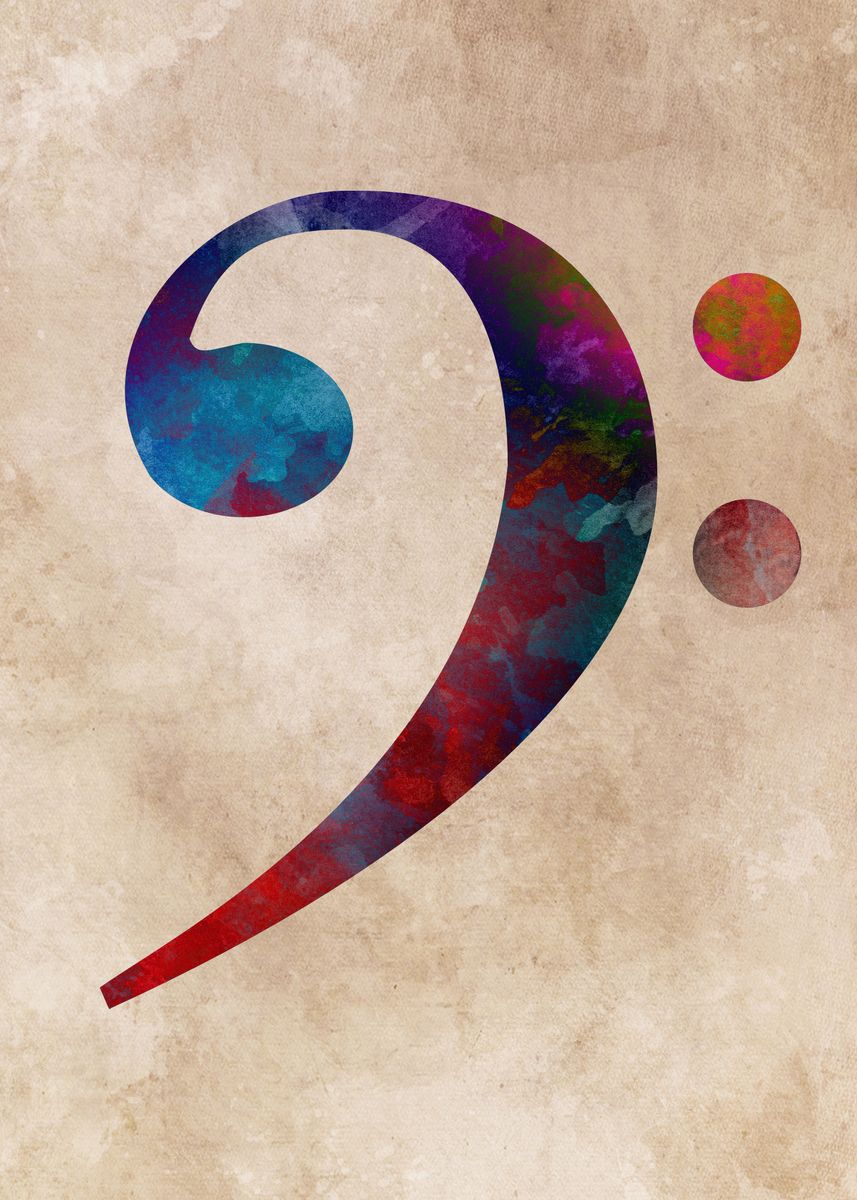 'bass clef music' Poster by JBJart Justyna Jaszke | Displate