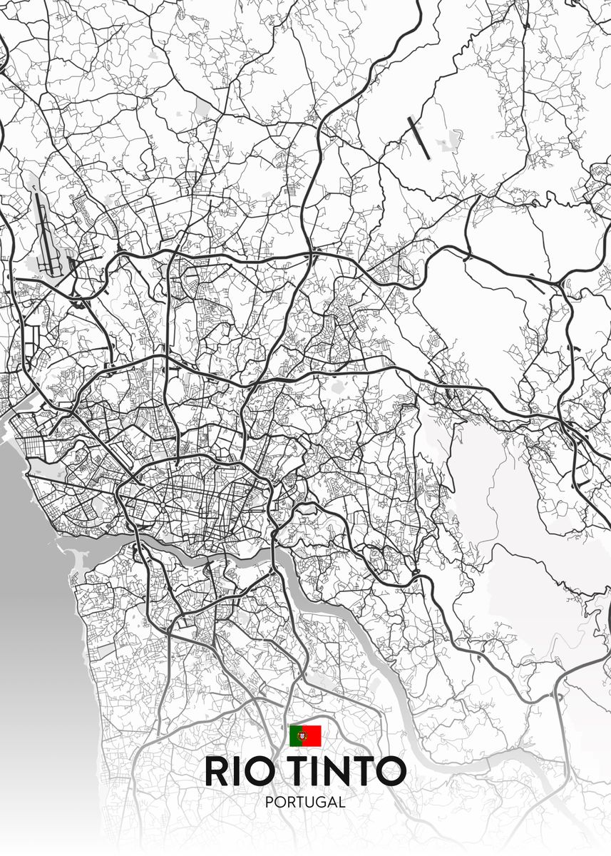 Rio Tinto Portugal Map Rio Tinto Pt' Poster By Imr Designs | Displate