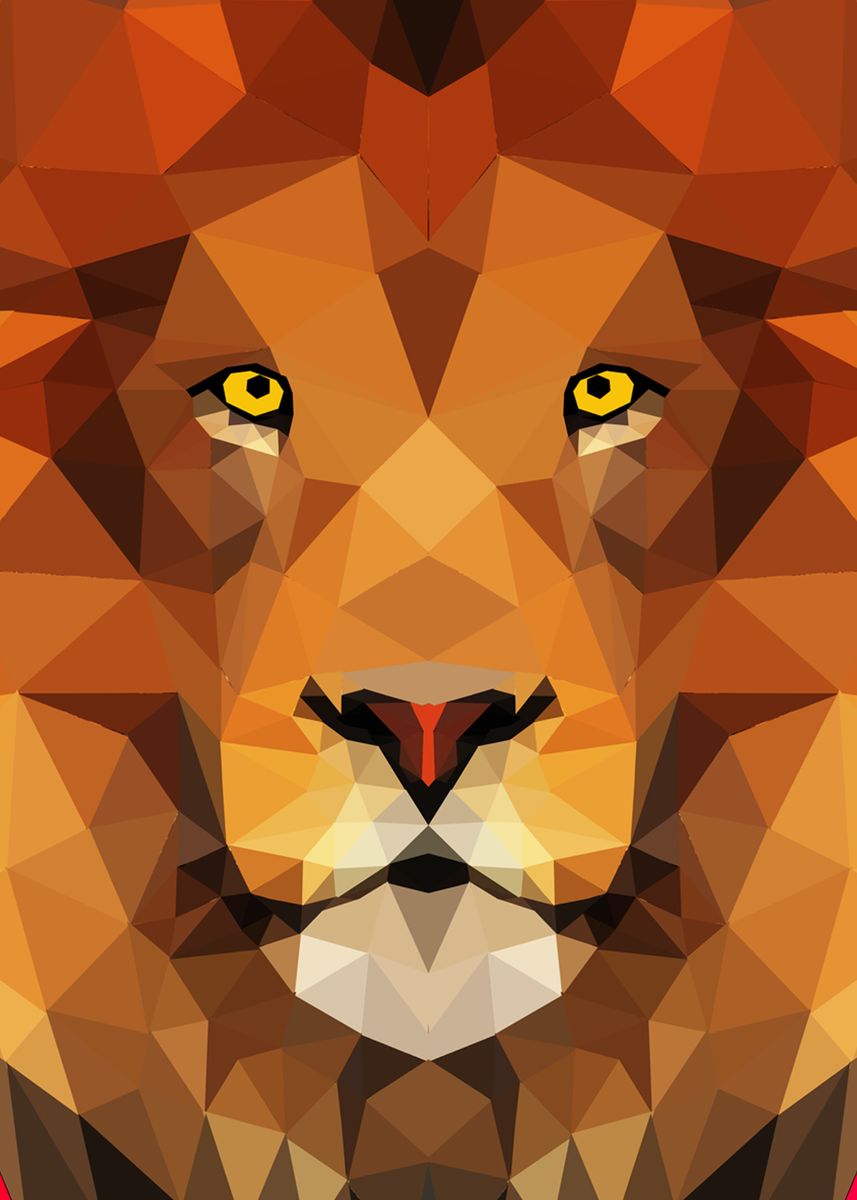 'Low Poly Lion' Poster, picture, metal print, paint by bashfulmanman ...