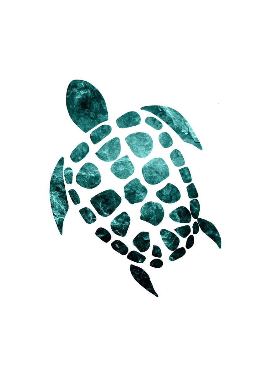 'Minimal Sea Turtle 2' Poster, picture, metal print, paint by Anita's ...