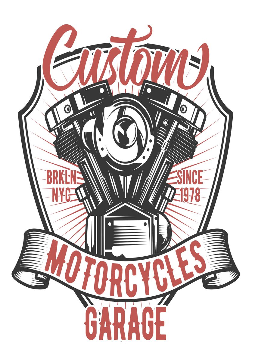 'Custom Motorcycle Garage' Poster, picture, metal print, paint by Tim ...