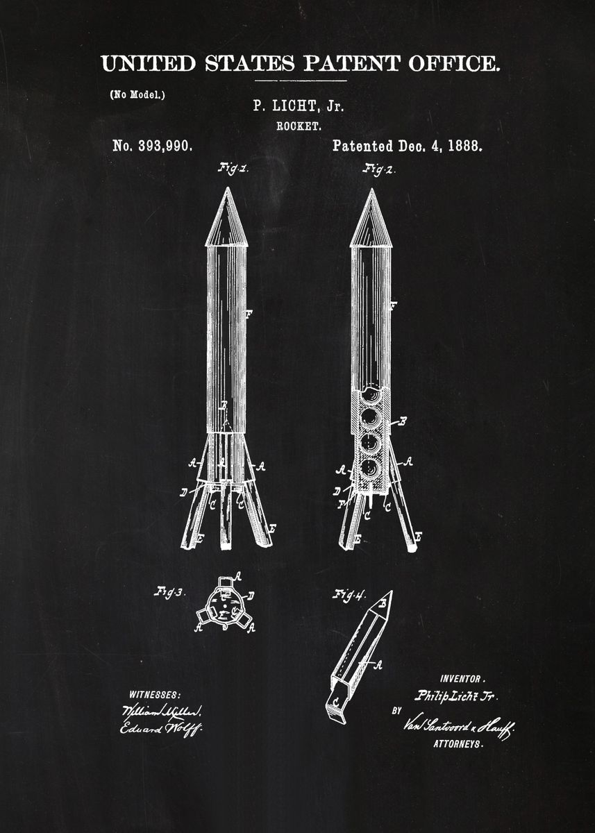 '65 Rocket Patent 1888' Poster by Roy Davis | Displate