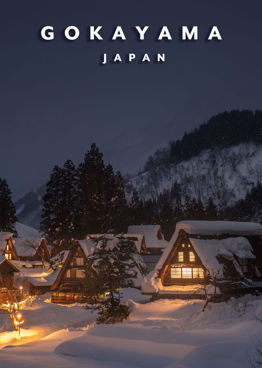 'Gokayama Japan night' Poster by Nicolas Wauters | Displate